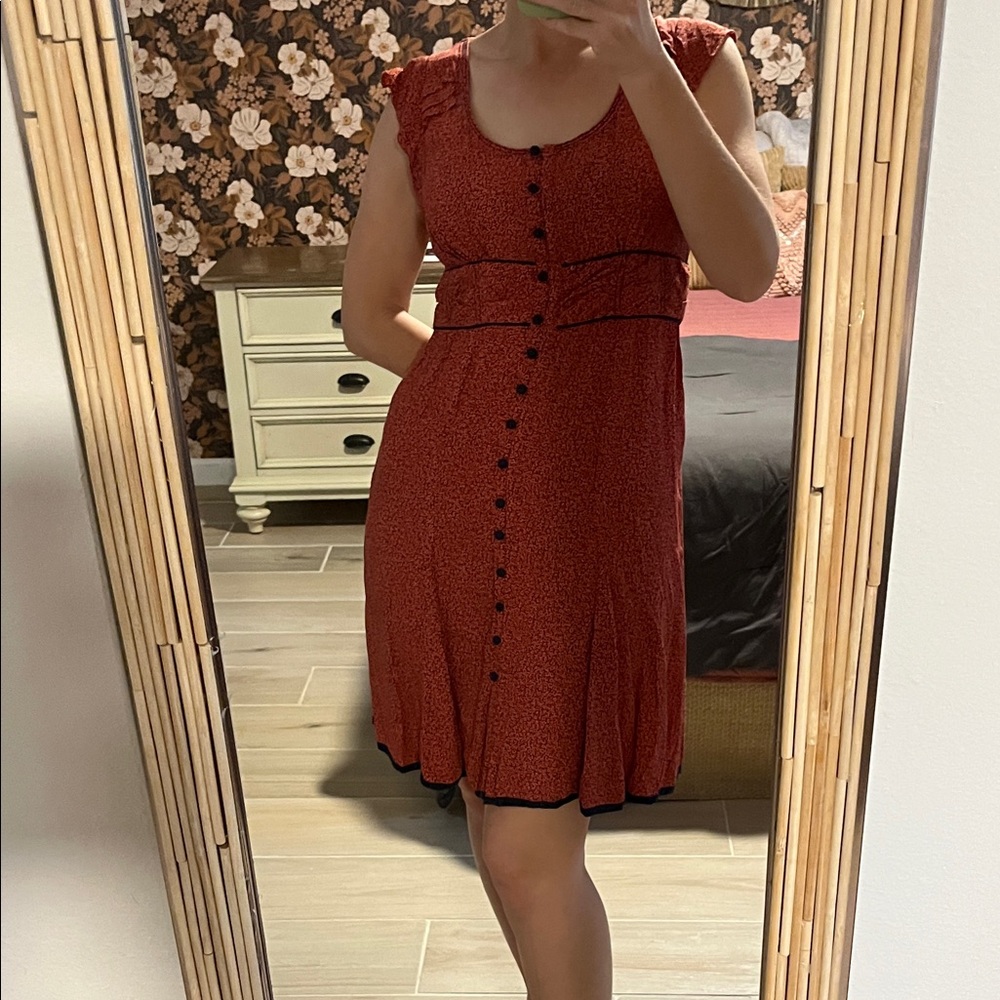 Vintage 50’s Peach & Blue Button-Down Dress